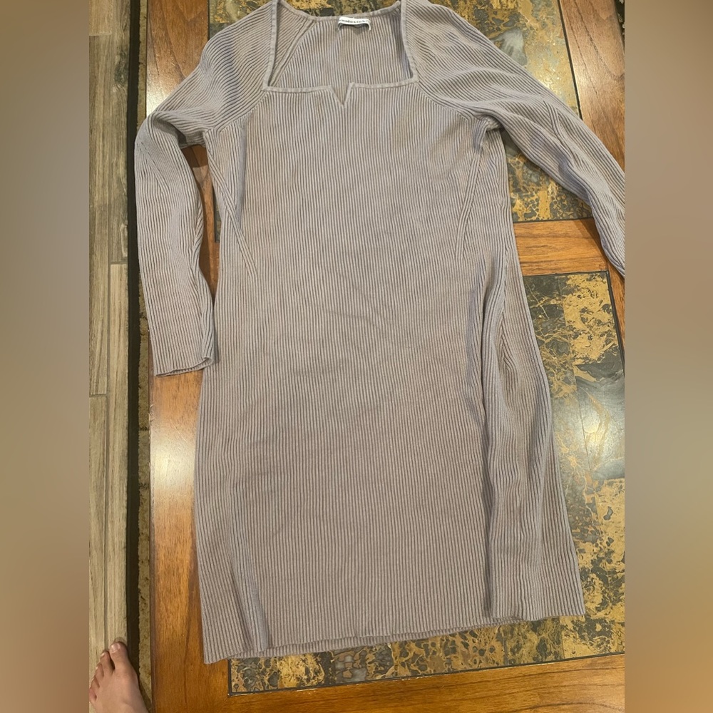 Abercrombie Tan Sweetheart Neckline Long Sleeve Knit Dress Size XXLT